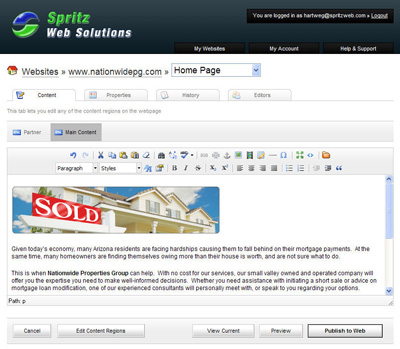 Spritz CMS Screenshot